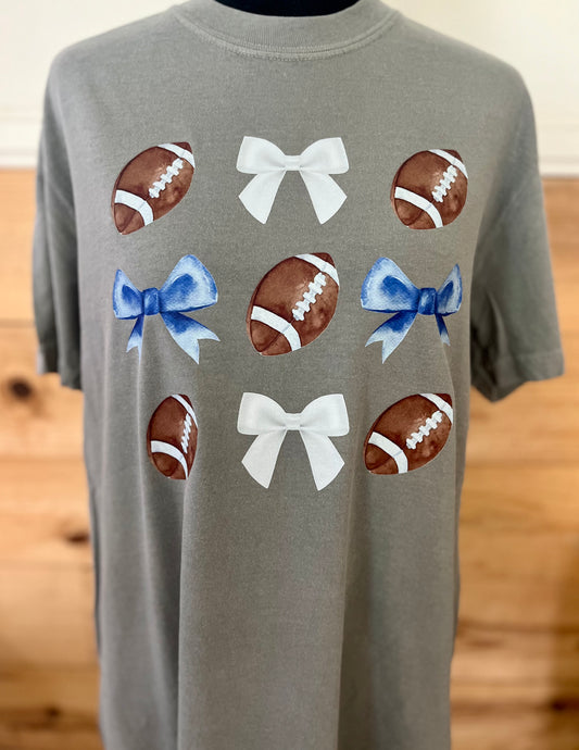 Blue football bows