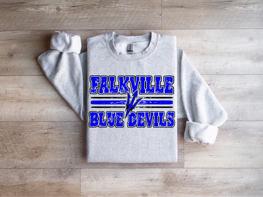 Falkville Blue Devils distressed crewneck sweatshirt