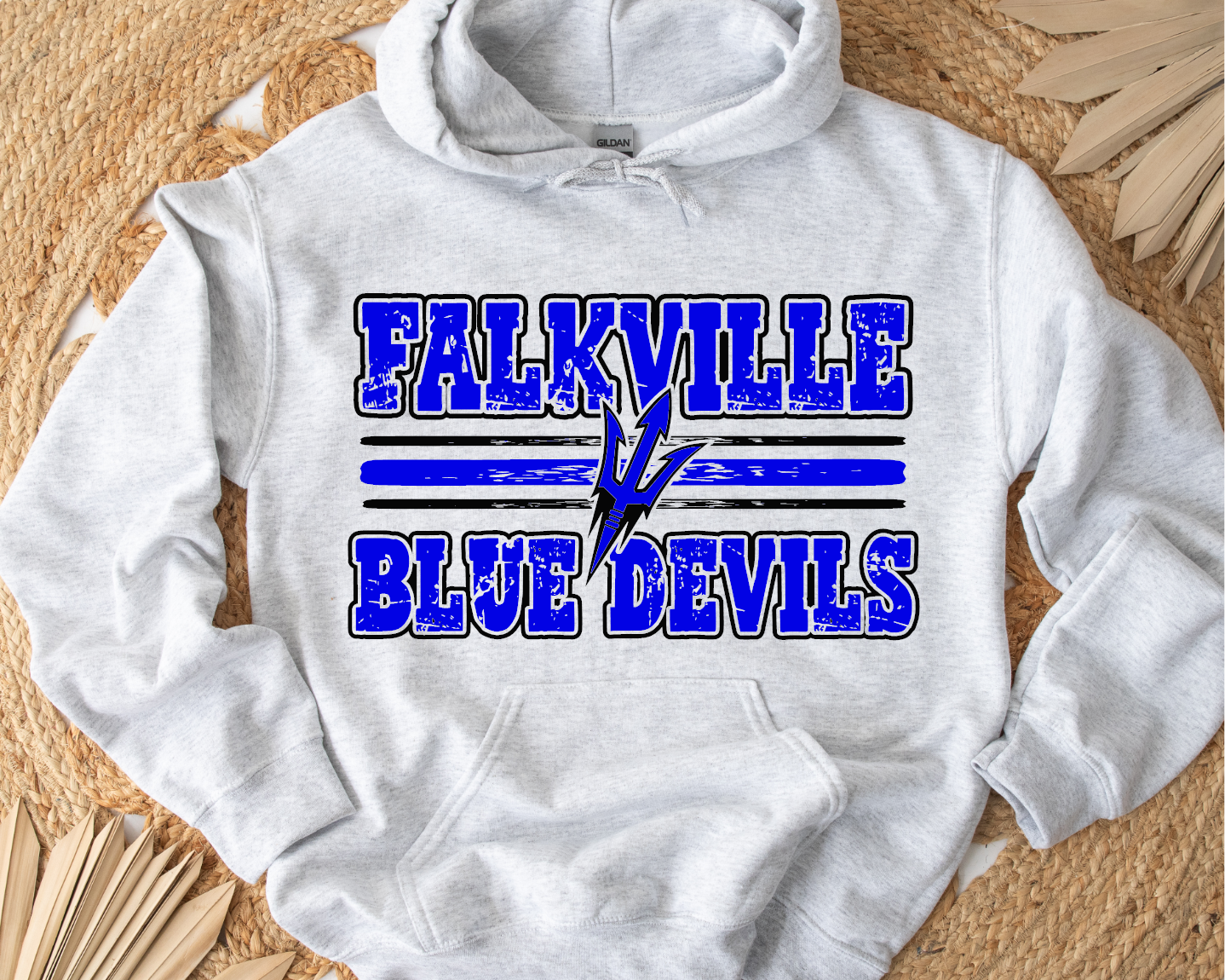 Falkville Blue Devils distressed hoodie